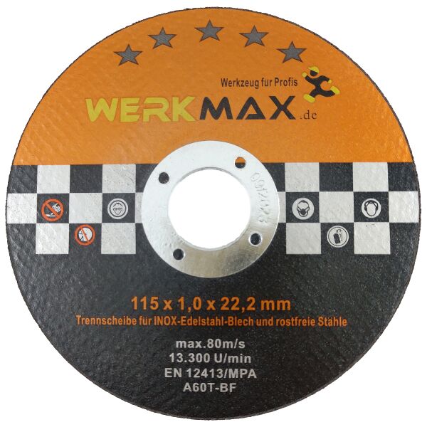Werkmax Metall Trennscheiben 115  x 1,0 mm |  Metall Stahl Inox Blech Flexscheibe 20
